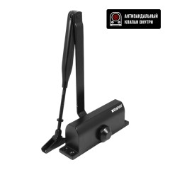 БУЛАТ Доводчик дверной ULTIMATE ДД-100 A-B (40-120 кг) черный, морозостойкий(10)