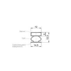 Уплотнитель магнитный самоклеящийся инкапсулированный ADH/M-14,5x12,5 мм, черн. 2,1 м