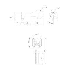 Цилиндровый механизм Z3002Knob100(45+10+45) с вертушкой BL черный